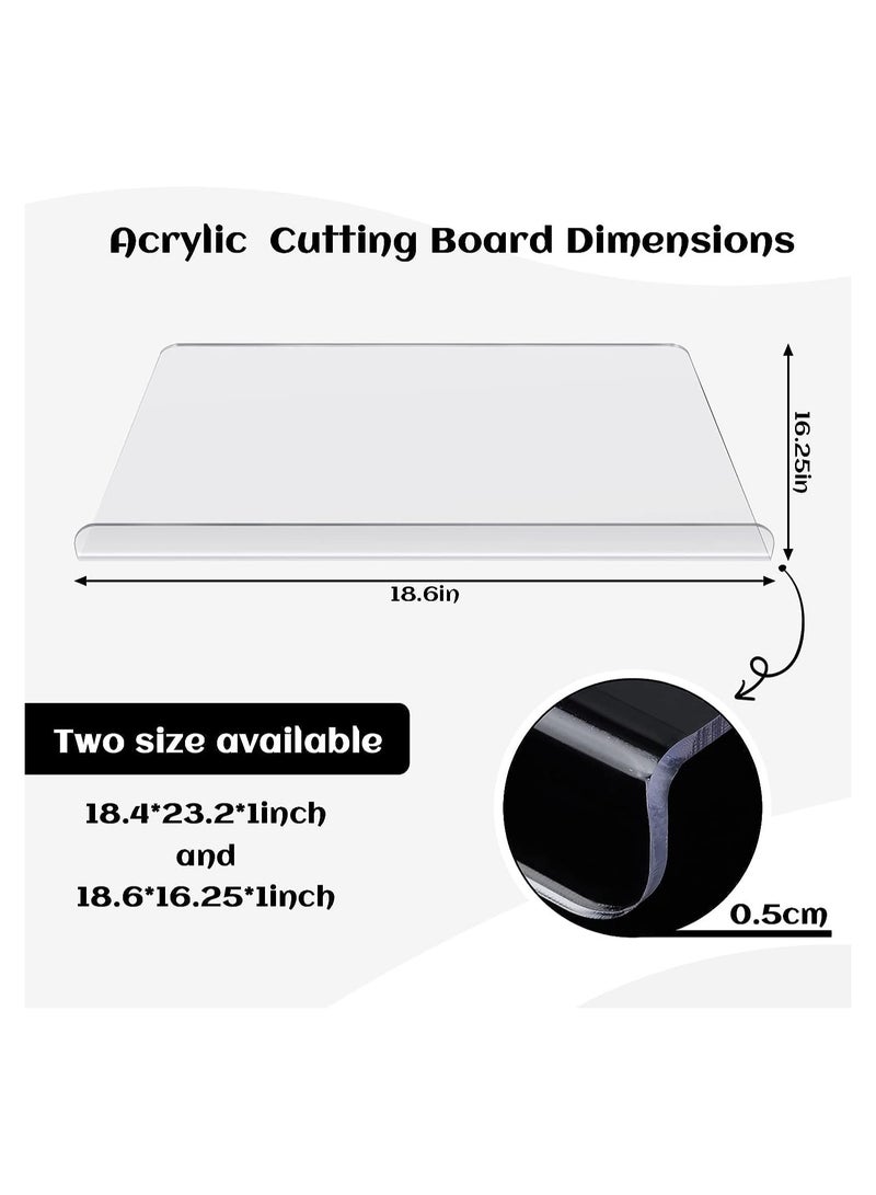 Eworld Set of 2 Non-Slip Clear Acrylic Cutting Boards with Lip for Kitchen Countertop, Food Trucks and Street Vendors, Versatile Chopping Boards Perfect for camping, picnics, barbecues, cutting paper and Car - Image 2