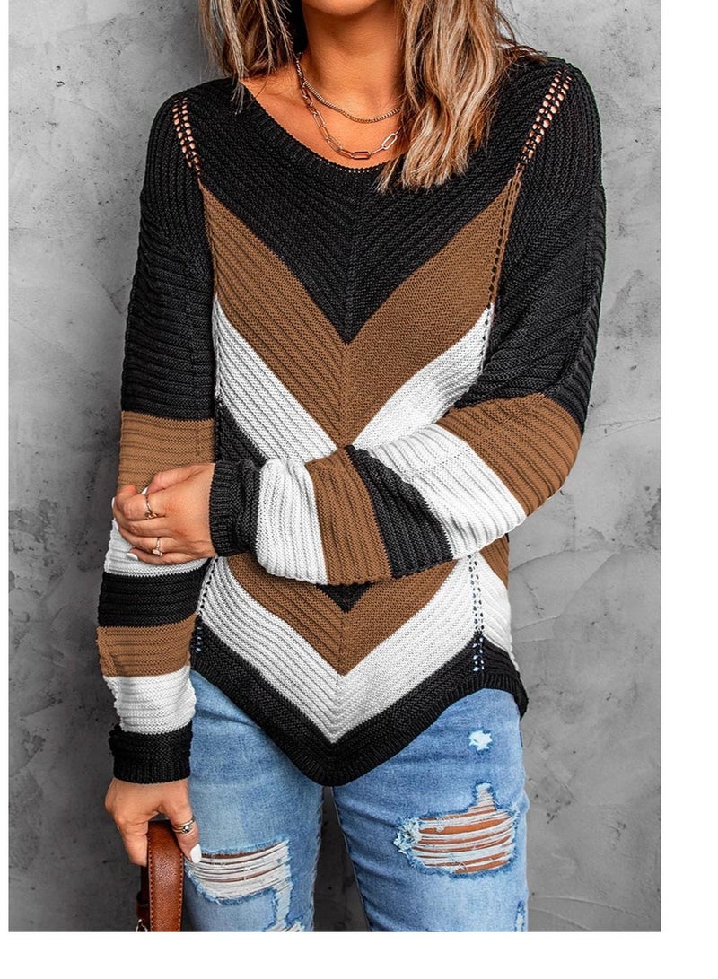 Loquat Top With A Loose Crew Neck And Long Sleeves Multicolour