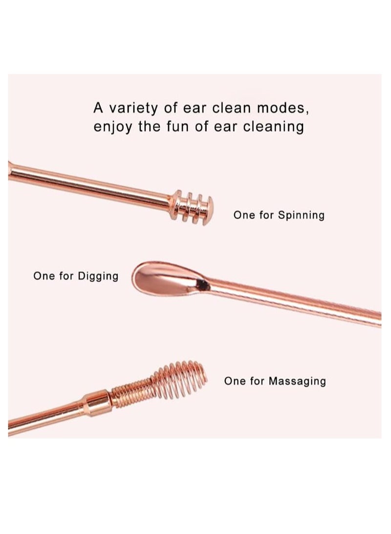 Golden Stainless Steel Earpick 6pcs/set Ear Cleaner Kits Stainless Steel Earpick Wax Remover Curette Ear Pick Ear Cleaner Spoon Spiral Ear Clean Tool(Silver) - Image 3