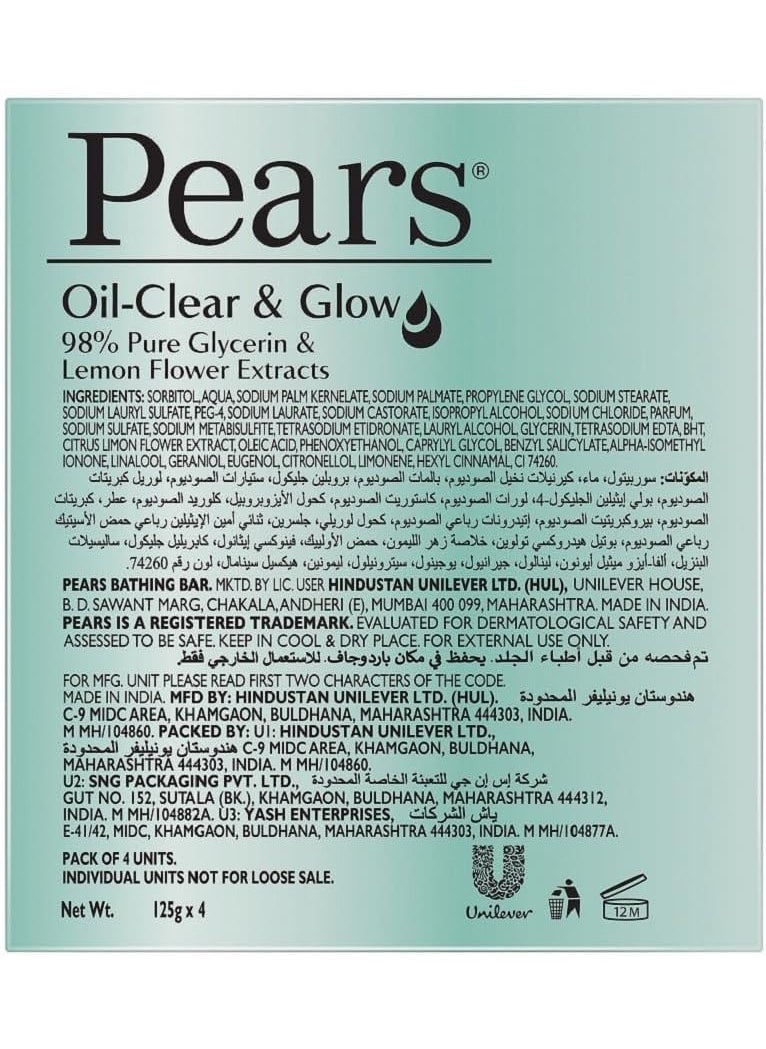 Pears Pears Oil Clear & Glow Soap Back Pack Of 4  - Image 2
