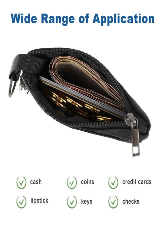 Amabro Small Coin Purse, Mini Change Pouch with Zip Key Ring Portable Wallet Mini Money Pocket Keychain Coin Bag for Women Credit Card ID Key Lipstick - Image 5