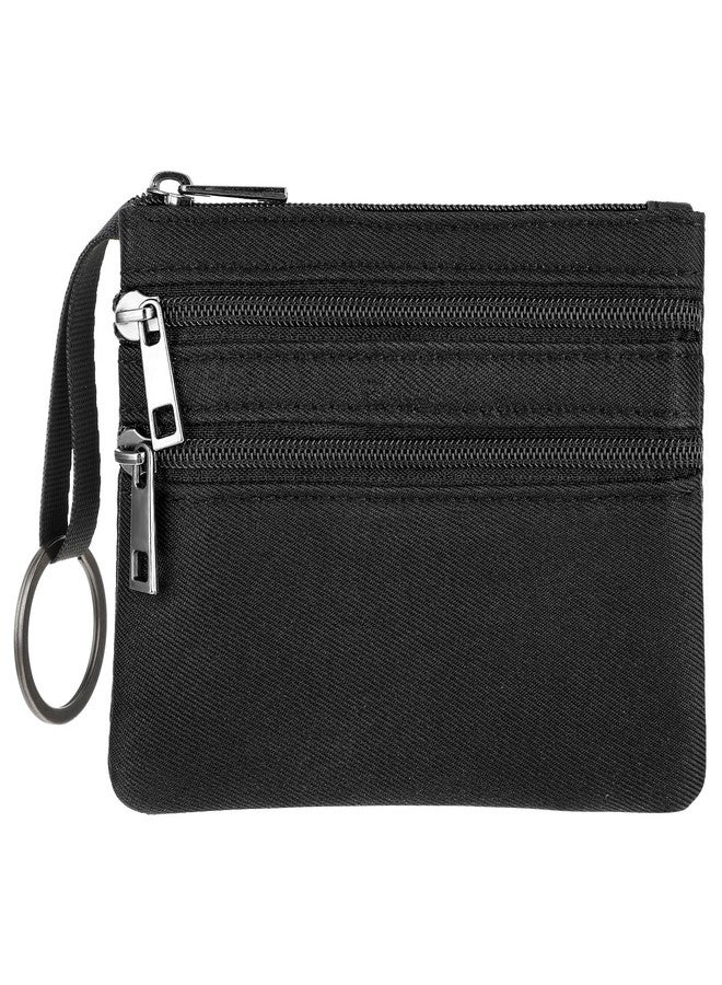 Amabro Small Coin Purse, Mini Change Pouch with Zip Key Ring Portable Wallet Mini Money Pocket Keychain Coin Bag for Women Credit Card ID Key Lipstick - Image 1