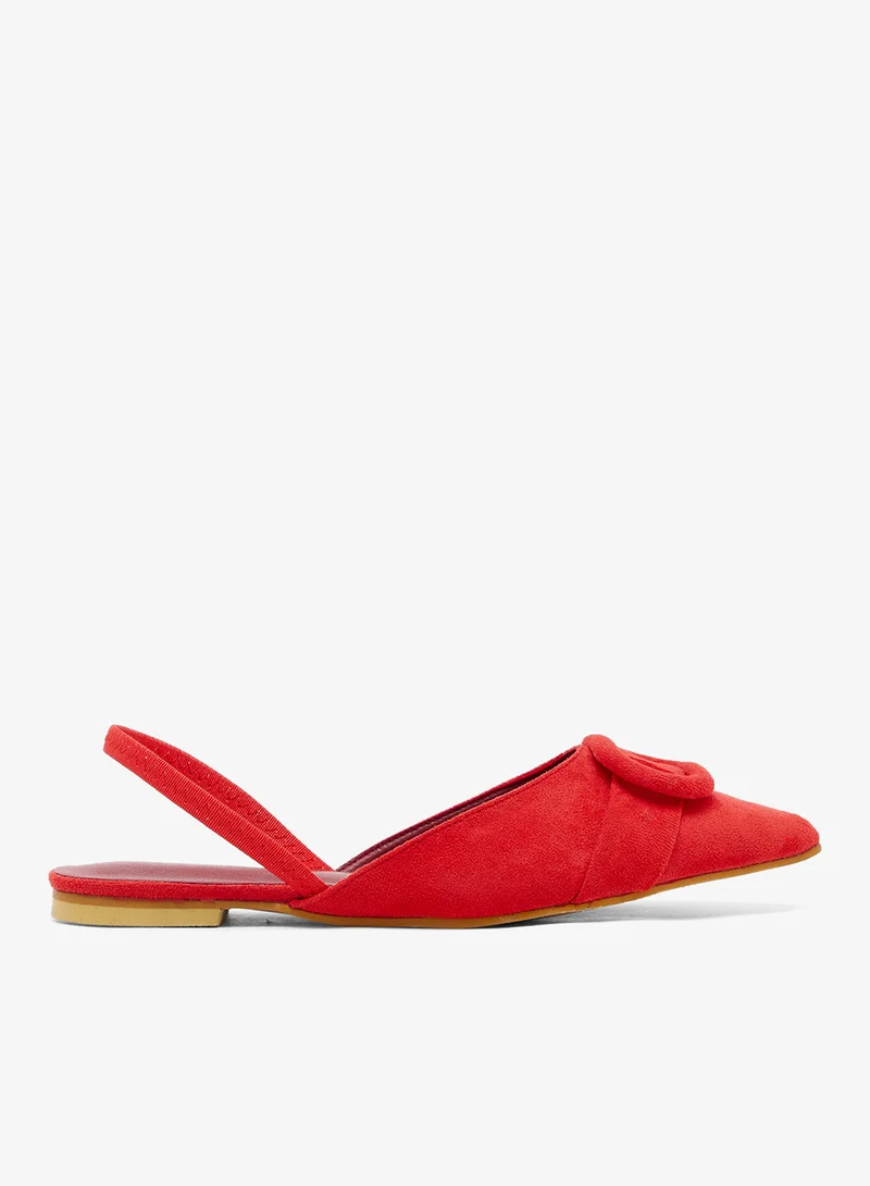 Suede Buckle Detail Sling Back Ballet Flats