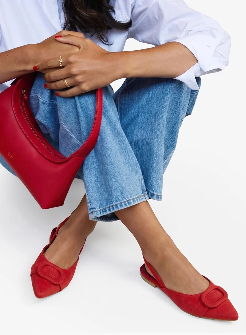 Ella Suede Buckle Detail Sling Back Ballet Flats