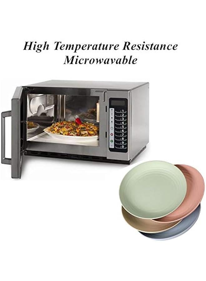 Wheat Straw Plates Lightweight Unbreakable Dinner Dishes Plates Set Dishwasher u0026 Microwave Safe (Extra Large 4 Pack 10') - Image 5
