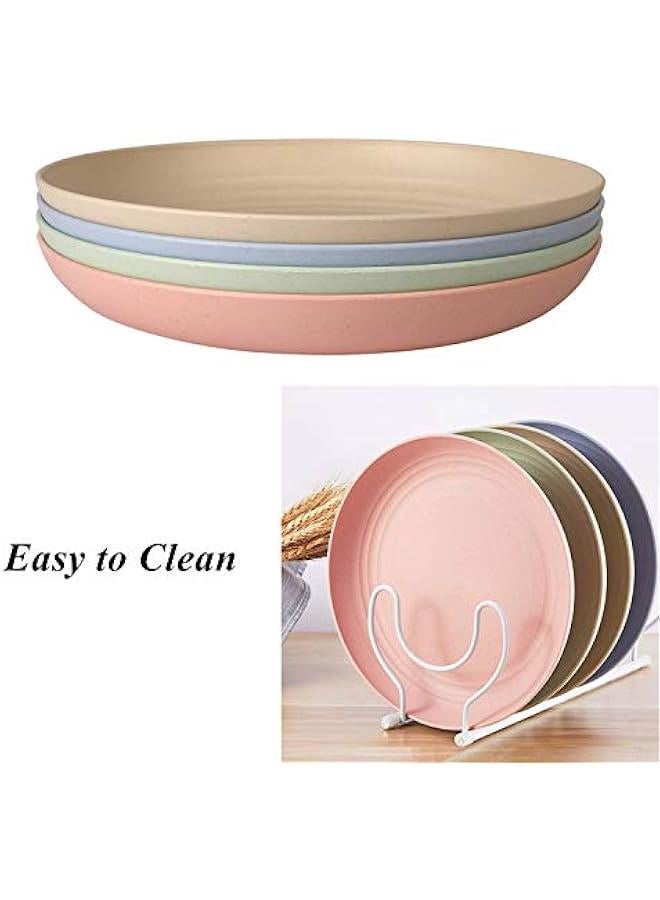 Wheat Straw Plates Lightweight Unbreakable Dinner Dishes Plates Set Dishwasher u0026 Microwave Safe (Extra Large 4 Pack 10') - Image 4