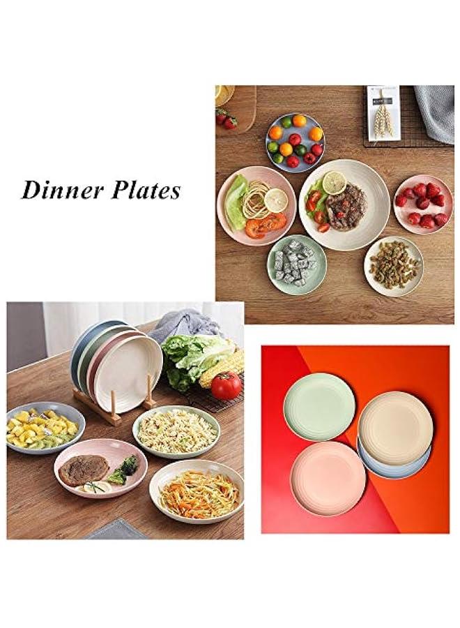 Wheat Straw Plates Lightweight Unbreakable Dinner Dishes Plates Set Dishwasher u0026 Microwave Safe (Extra Large 4 Pack 10') - Image 2