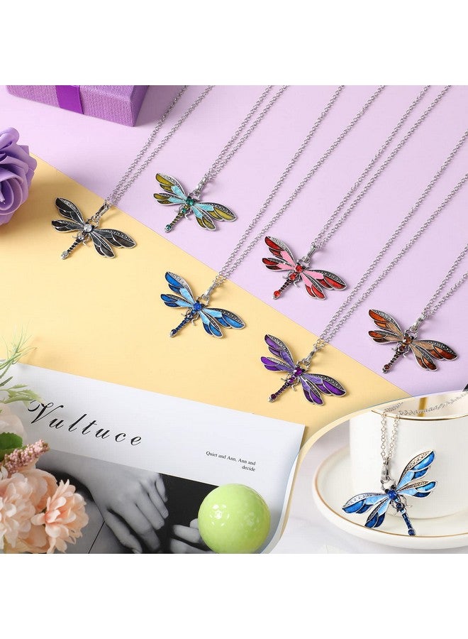 Sureio 6 Pieces Bohemian Dragonfly Jewelry Bohemian Necklace For Women Pendant Colorful Butterfly Necklace Vintage Multilayer Necklace Ethnic (Dragonfly) - Image 4
