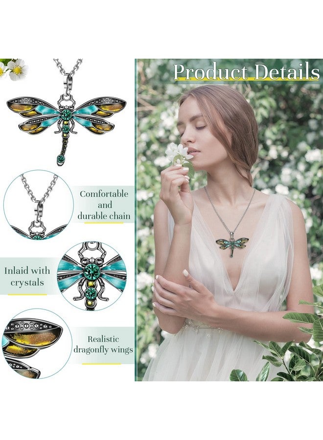 Sureio 6 Pieces Bohemian Dragonfly Jewelry Bohemian Necklace For Women Pendant Colorful Butterfly Necklace Vintage Multilayer Necklace Ethnic (Dragonfly) - Image 3