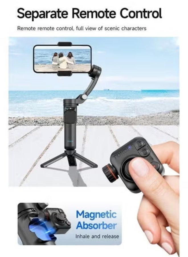 TOKQI M02 Foldable 3-Axis Smartphone Gimbal Stabilizer with AI Tracking Module, Handheld Phone Stabilizer for Smooth Video Recording, Vlogging, Photography, Live Streaming and Content Creation - Image 4
