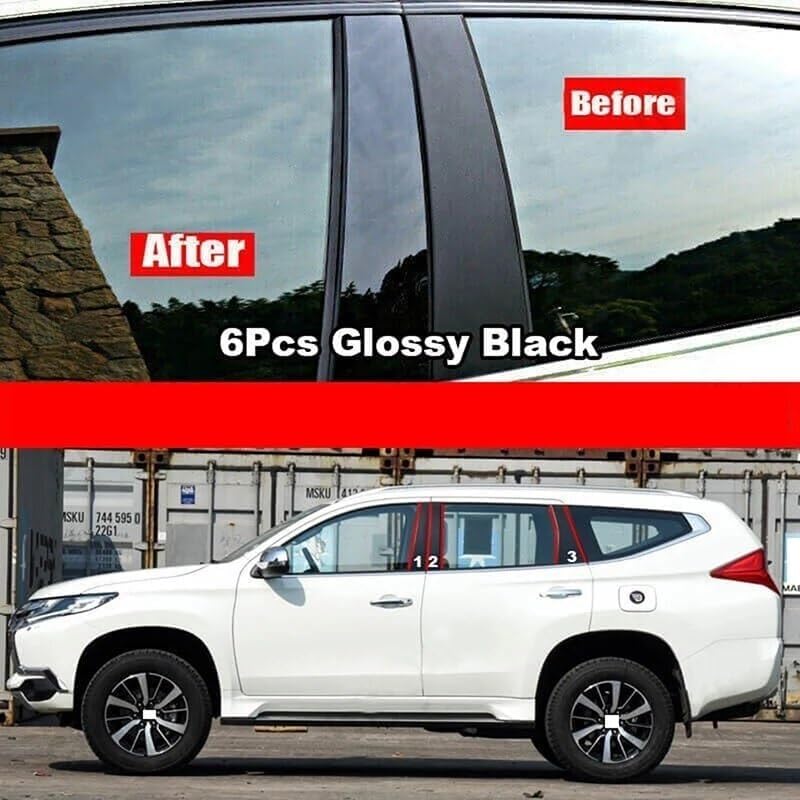QASULER 6Pcs Car Door Window Pillar Trim Covers for Mitsubishi Pajero Sport - Image 3
