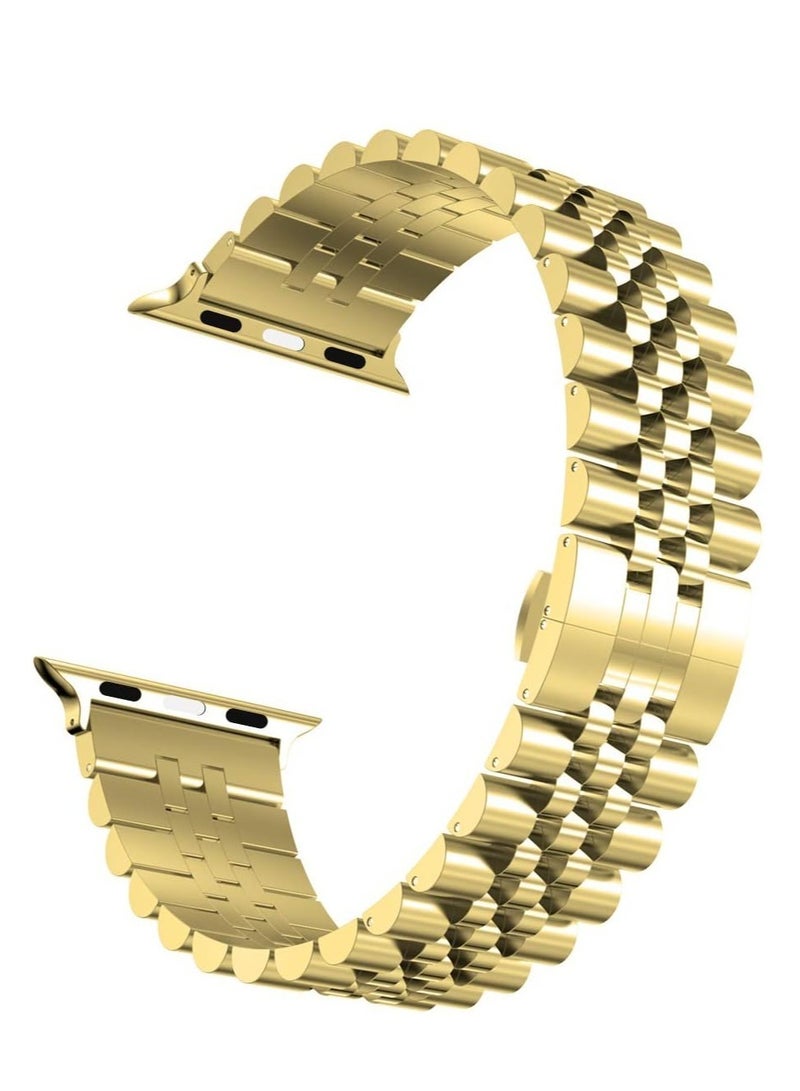 ELTRAZONE Compatible with Apple Watch Band 44mm 42mm 40mm 38mm Stainless Steel Heavy Band with Butterfly Folding Clasp Link Bracelet for Watch Series 6/SE Series 5/4/3/2/1 - Image 2