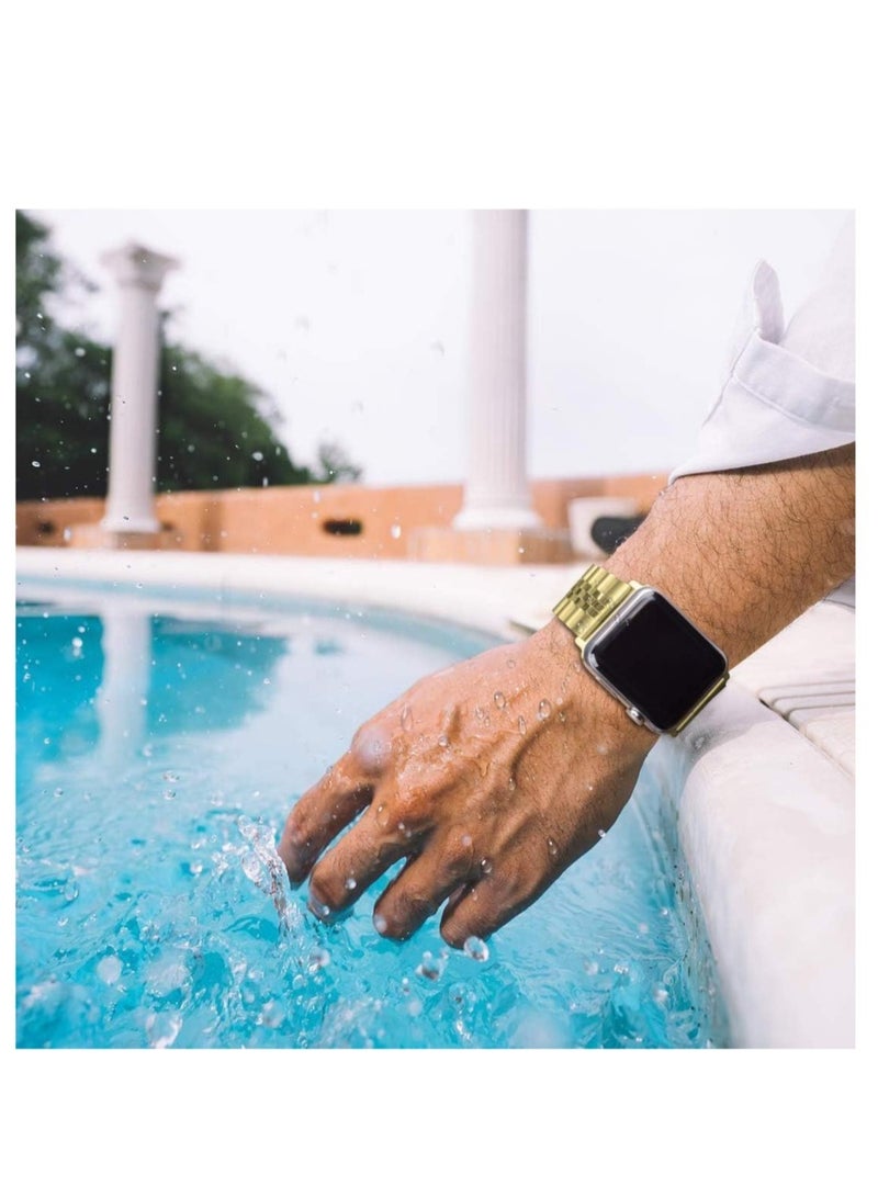 ELTRAZONE Compatible with Apple Watch Band 44mm 42mm 40mm 38mm Stainless Steel Heavy Band with Butterfly Folding Clasp Link Bracelet for Watch Series 6/SE Series 5/4/3/2/1 - Image 4