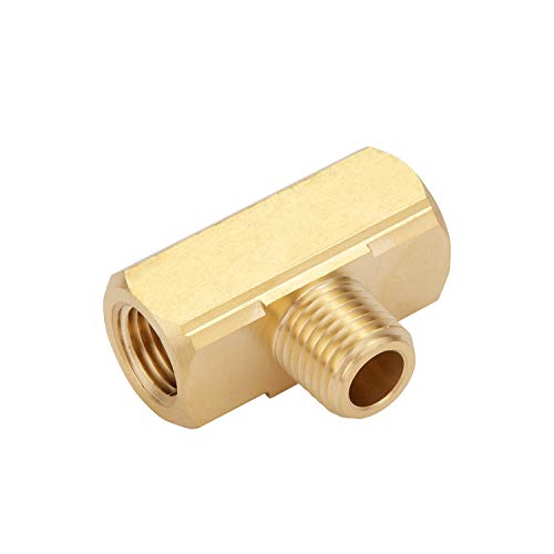 Litorange 2 PCS Metals Brass Pipe Fitting Barstock Male Branch Tee T Adapter 3/8" NPT Female x 3/8" NPT Female x 3/8" NPT Male (Pack of 2) - Image 2