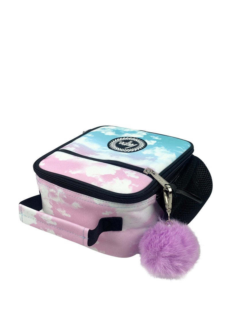 HYPE Kids Lunch Bag Cloud Fade Blue Purple | 4.5L Insulated Lunch Box with Pom Pom Keychain - Image 5