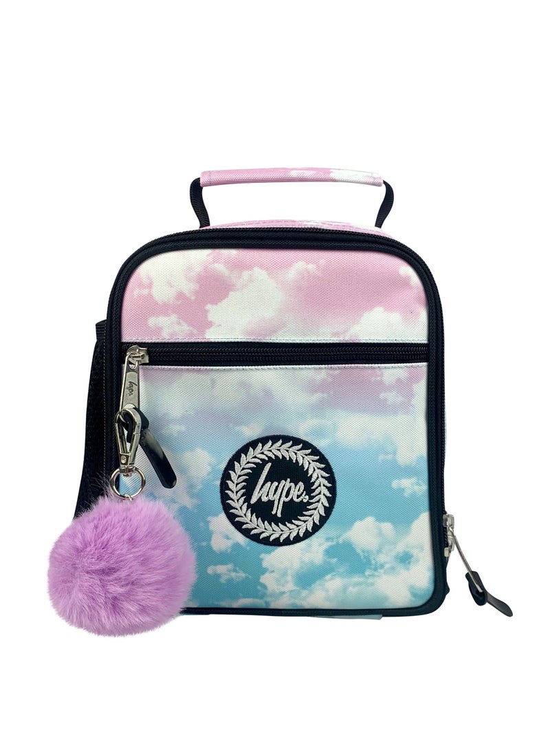 HYPE Kids Lunch Bag Cloud Fade Blue Purple | 4.5L Insulated Lunch Box with Pom Pom Keychain - Image 1