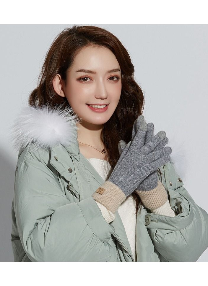 Golovejoy Women's Autumn And Winter Warm Outdoor Windproof Plush Korean Cute Cold Proof Gloves 