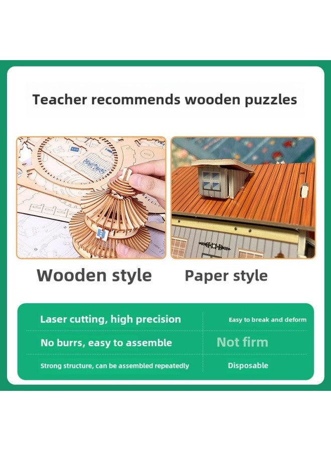 لعبة ألغاز خشبية ثلاثية الأبعاد مبتكرة سلسلة إبحار سفينة تجارية من سلالة مينغ، لعبة ألغاز قارب أحمر تذكارية - اللون: سفينة داتانغ شانغ + رسوم توضيحية للخطوات - Image 5