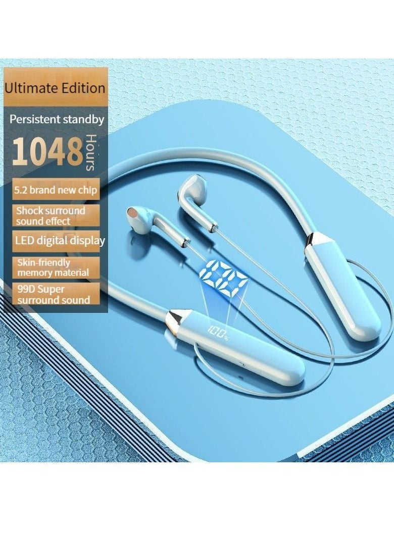 GELESE New Bluetooth earphone neck-mounted sports noise-canceling neck-mounted ultra-long standby universal headset (blue)  - Image 1