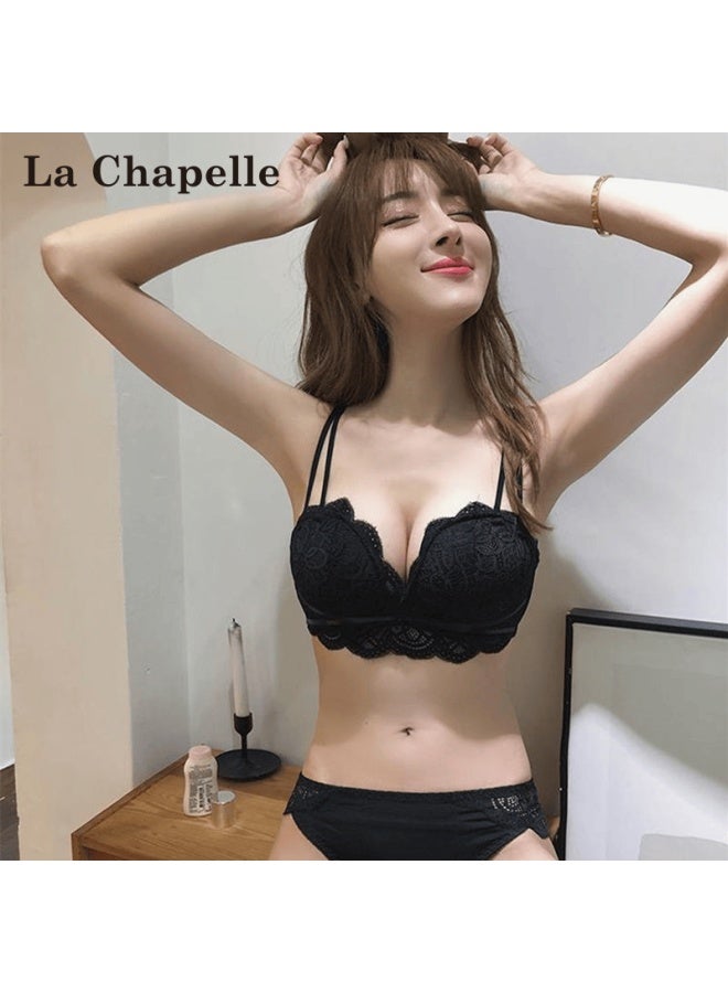 La Chapelle Wireless Red Bra Set For Women Small Bust Push-up Side Support Wedding Gift For Girlfriend - Image 5