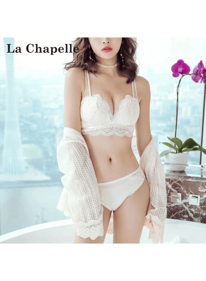 La Chapelle Wireless Red Bra Set For Women Small Bust Push-up Side Support Wedding Gift For Girlfriend - Image 1