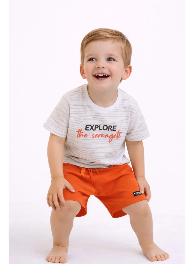 victor and jane Boys “Explore the Serengeti” Print Cotton Pajama Set – T-Shirt & Shorts Nightwear