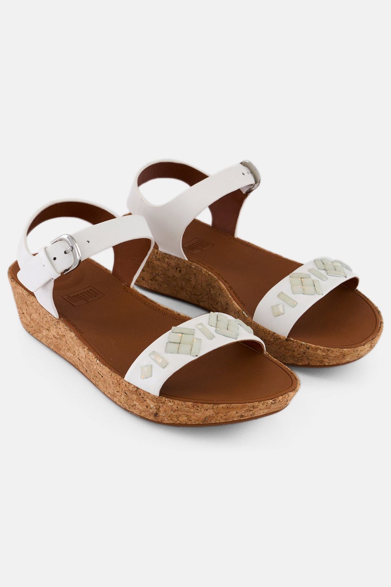 FitFlop صنادل نسائية برباط خلفي قابل للتعديل مع مشبك، أبيض - Image 1