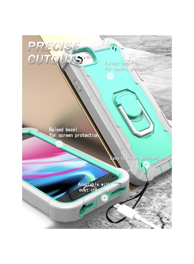 S-TOP Case For iPhone SE 2022 / SE 2020 / 8 / 7 PC + Rubber 3-layers Shockproof Protective Case with Rotating Holder - Image 4