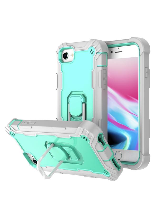 S-TOP Case For iPhone SE 2022 / SE 2020 / 8 / 7 PC + Rubber 3-layers Shockproof Protective Case with Rotating Holder - Image 1