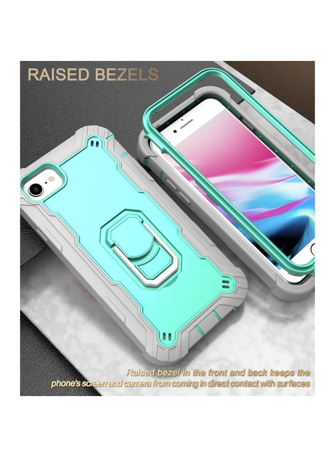 S-TOP Case For iPhone SE 2022 / SE 2020 / 8 / 7 PC + Rubber 3-layers Shockproof Protective Case with Rotating Holder - Image 2
