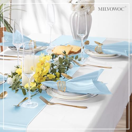 MILVOWOC 72 Pack Square Light Blue Satin Napkins 20" x 20" Soft Silk Dinner Napkins Smooth Decorative Table Napkins, Washable & Reusable Cloth Napkins for Weddings Dinner Restaurant Party Decoration - Image 2