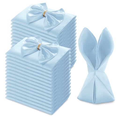 MILVOWOC 72 Pack Square Light Blue Satin Napkins 20" x 20" Soft Silk Dinner Napkins Smooth Decorative Table Napkins, Washable & Reusable Cloth Napkins for Weddings Dinner Restaurant Party Decoration - Image 1