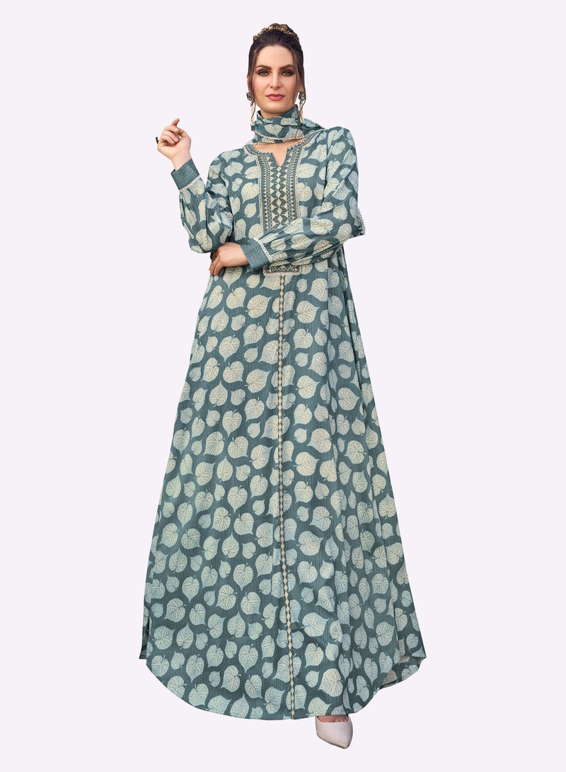 Sara Arabia Sara Arabia Leaf Motif Jalabiya  - Image 1