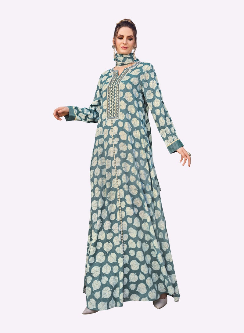 Sara Arabia Sara Arabia Leaf Motif Jalabiya  - Image 2