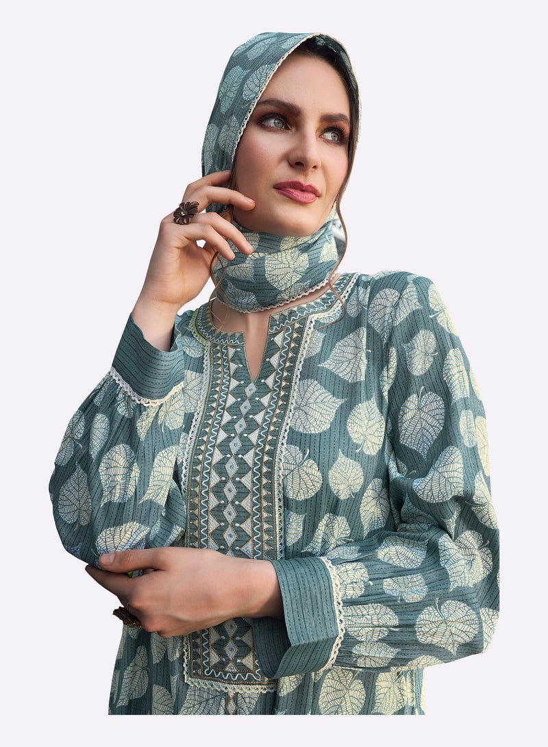 Sara Arabia Sara Arabia Leaf Motif Jalabiya  - Image 3