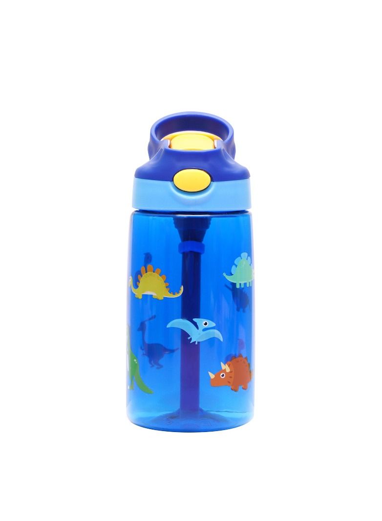 Drinking Bottle, Kids Water Bottle with Flip Straw, Flexible Carry Handle and Easy Push Button, BPA-free, Very Suitable for School And Sports Children's Water Bottle(Blue) - Image 1