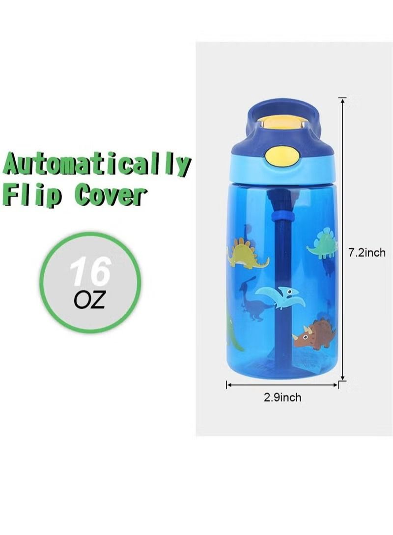 Drinking Bottle, Kids Water Bottle with Flip Straw, Flexible Carry Handle and Easy Push Button, BPA-free, Very Suitable for School And Sports Children's Water Bottle(Blue) - Image 4
