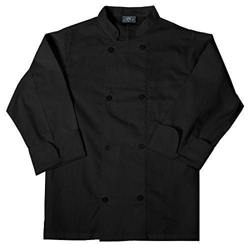 Chef Code Chef Coat with 8 Pearl Buttons, Double Breasted Front CC118 Black - Image 2