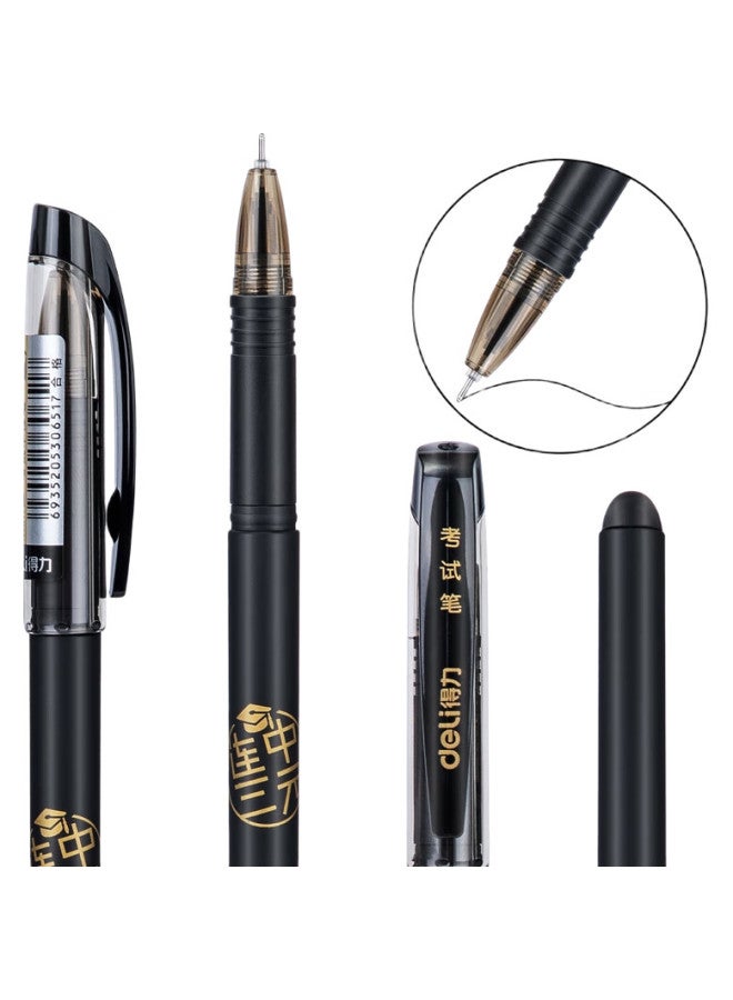Deli Quick-Drying Gel Pen For Three-Part Exam, 0.5Mm, Pull-Off Cap, Full Needle Tube, Carbon Black, Student Signature Pen, Exam Pen, 12 Pens/Box V70 - Image 3