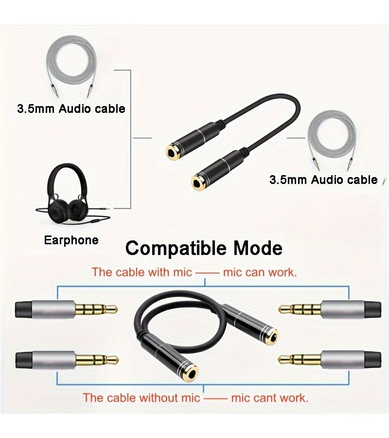 3.5mm Female To Female Aux Stereo Cable 1/8 Inch Headset Extender Car Cord - Image 3