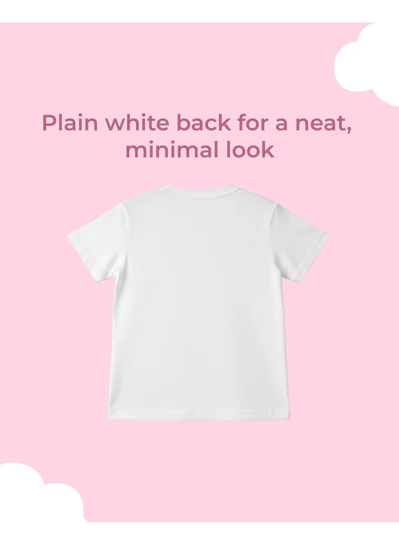 Luay White Girls 100% Cotton T-Shirt & Shorts Set | Kids Summer Casual Outfit | Soft Breathable Fabric | Unicorn “Magic” Print | White T-Shirt with Mint Green Shorts for Women | Best Price UAE