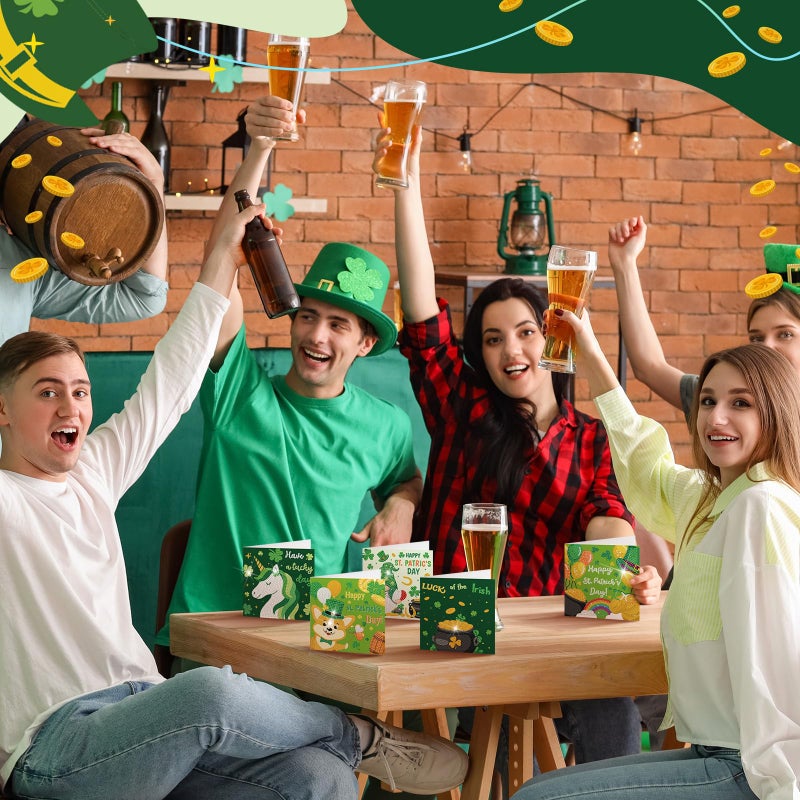 Saillong 12 Pack St Patrick's Day Diamond Painting Greeting Card Kits Green Shamrock Diamond Art Cards with Envelopes 5D Rhinestones Painting Making Kit for Adults DIY Craft Family Friend Holiday Gift - Image 3