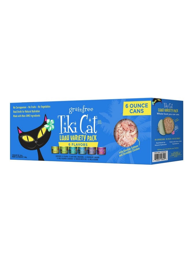 Tiki Cat Luau Variety Pack, Succulent Combinations Of Real Shredded Protein In A Rich Flavorful Consumme, GrainFree Balanced Nutrition Wet Canned Cat Food, For All Life Stages, 6 Oz. Cans (Pack Of 8) - Image 1