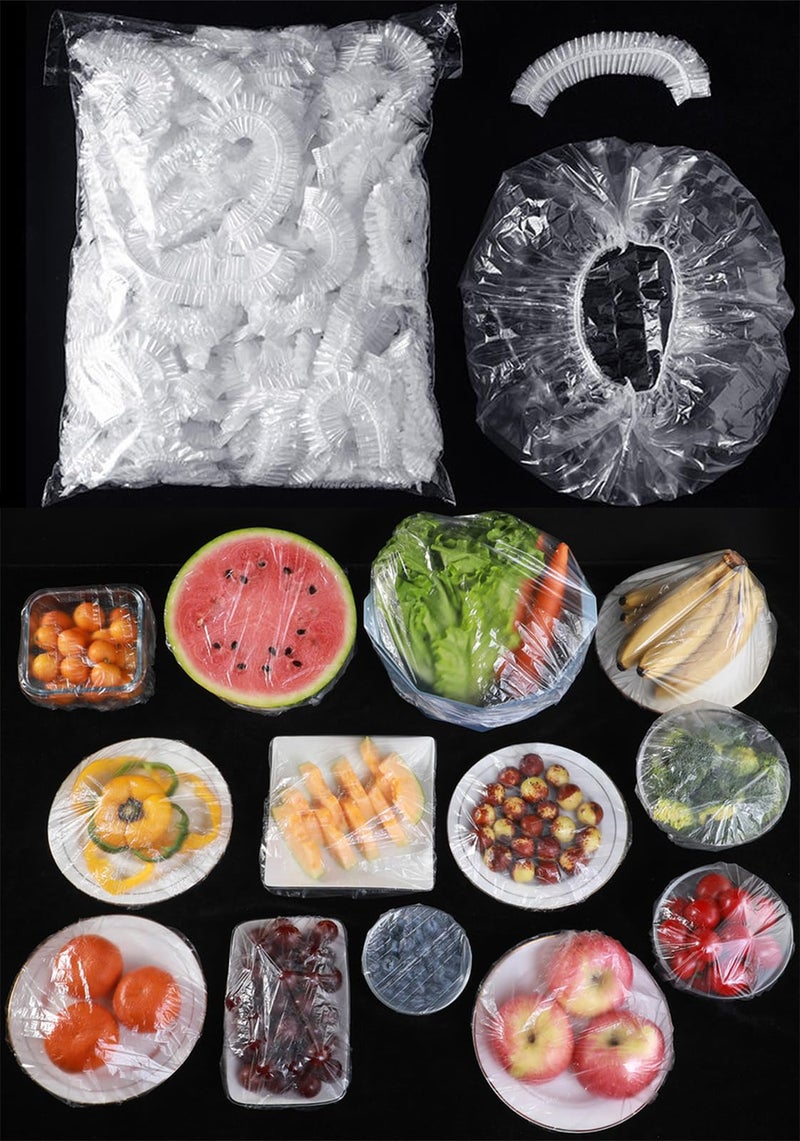MISSJOJIAY 300pcs Reusable Elastic Food Covers - Universal Stretchable Clear Adjustable Plastic Plate & Bowl Covers, Outdoor Fresh Keeping Bags, Kitchen Baking Picnic and Food Storage Bread Proofing Cover. - Image 1