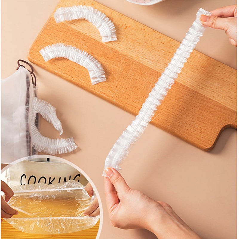 MISSJOJIAY 300pcs Reusable Elastic Food Covers - Universal Stretchable Clear Adjustable Plastic Plate & Bowl Covers, Outdoor Fresh Keeping Bags, Kitchen Baking Picnic and Food Storage Bread Proofing Cover. - Image 4