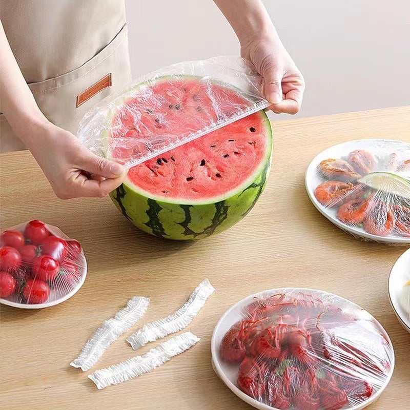 MISSJOJIAY 300pcs Reusable Elastic Food Covers - Universal Stretchable Clear Adjustable Plastic Plate & Bowl Covers, Outdoor Fresh Keeping Bags, Kitchen Baking Picnic and Food Storage Bread Proofing Cover. - Image 5