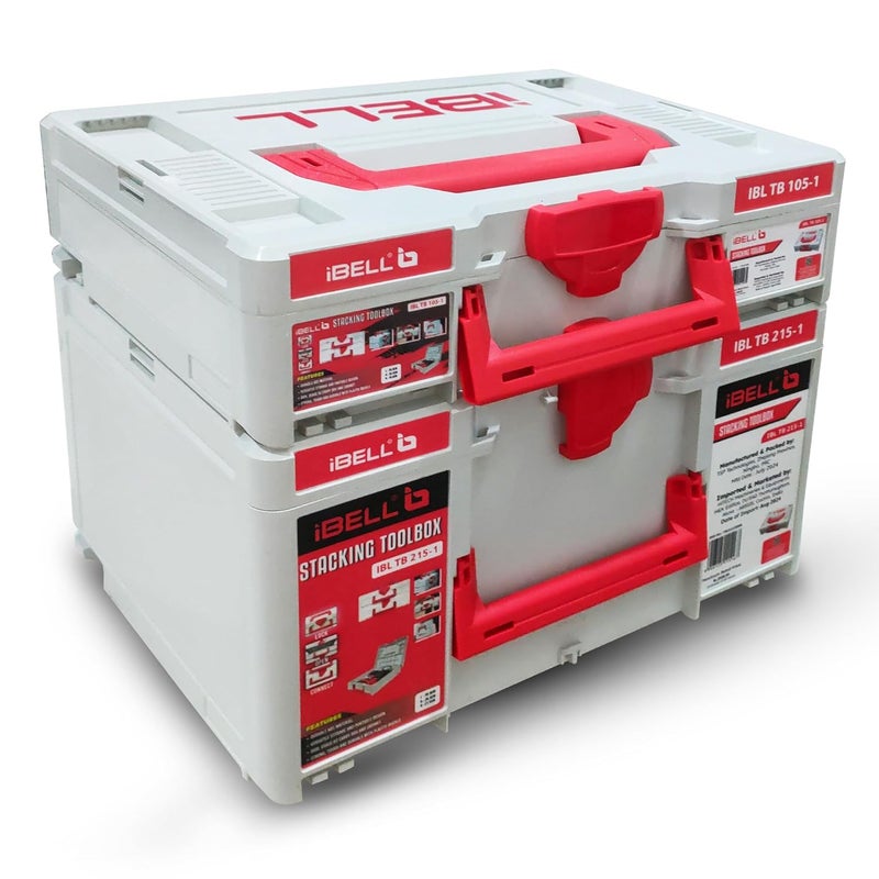 iBELL Dual Size Stackable Tool Storage Boxes TB2151 Large TB1051 Medium Durable PCABS - Image 1