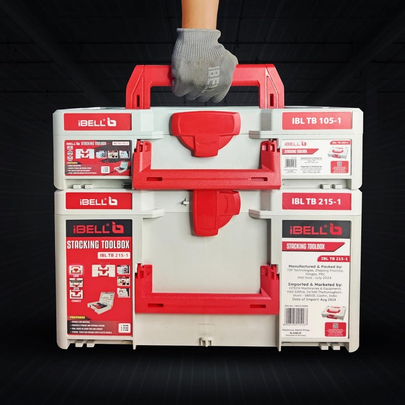 iBELL Dual Size Stackable Tool Storage Boxes TB2151 Large TB1051 Medium Durable PCABS - Image 4