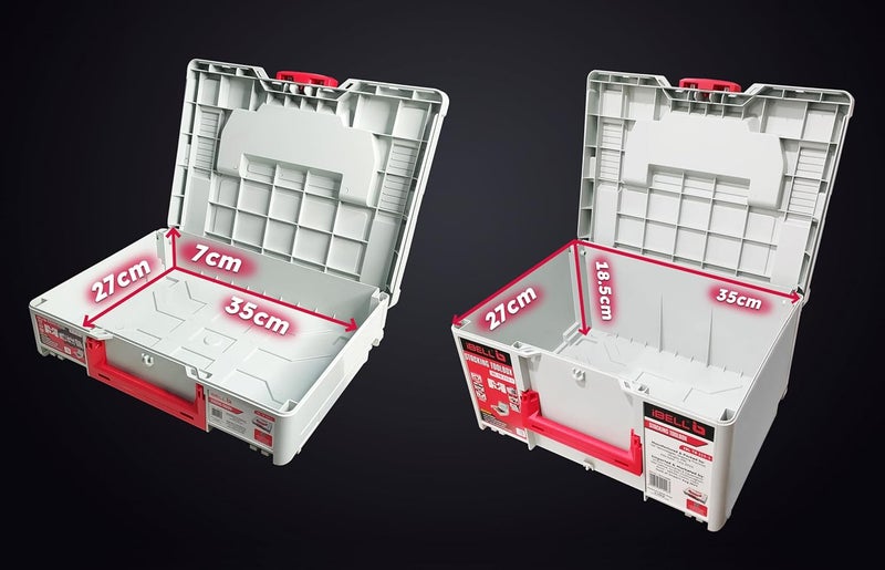 iBELL Dual Size Stackable Tool Storage Boxes TB2151 Large TB1051 Medium Durable PCABS - Image 5