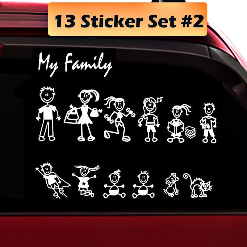 TOTOMO 13 Stick Figure My Family Car Stickers Style2 with Pet Dog Cat Family Car Decal Sticker for Windows Bumper
